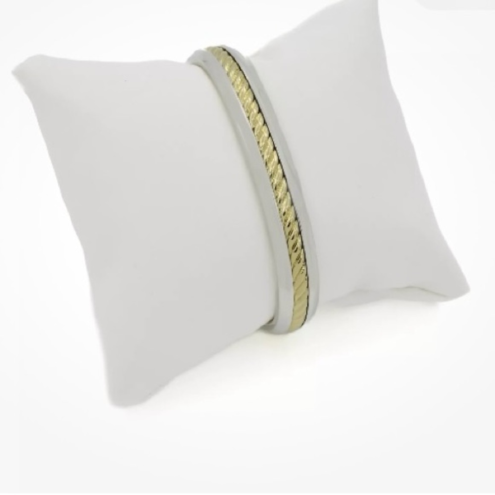 David Yurman Sterling Silver & 18k Gold Classic Cable Cuff Bracelet